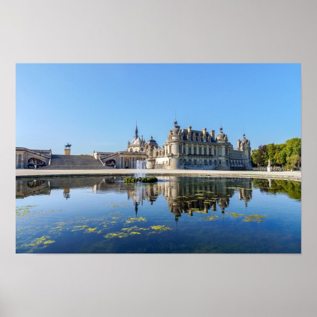 Poster Chateau de Chantilly com reflexo em um lago (Frente)