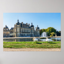 Poster Chateau de Chantilly, fonte e dois cisnes