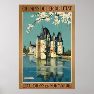 Poster Château d'Ô Orne Normandia França Viagem Vintage
