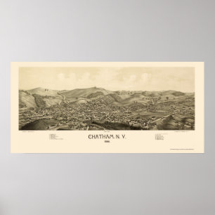 Póster Chatham, mapa panorâmico de NY - 1886