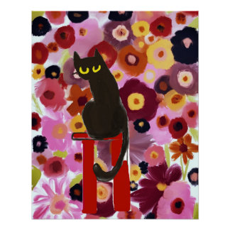 Póster Chaton En Fleurs
