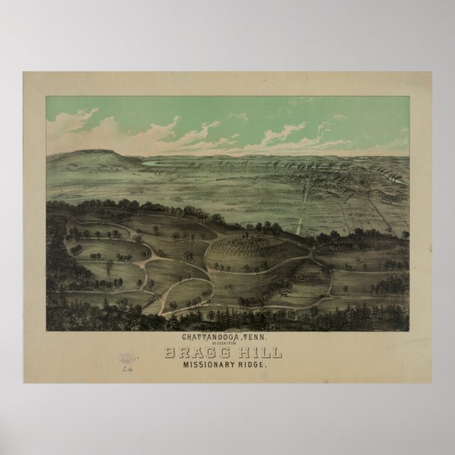 Poster Chattanooga, Tenn. como visto de Bragg Hill (1886) (Frente)