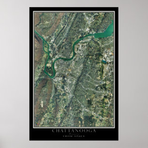 Póster Chattanooga Tennessee Do Mapa Do Satélite Espacial