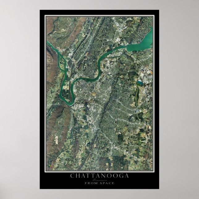 Póster Chattanooga Tennessee Do Mapa Do Satélite Espacial (Frente)