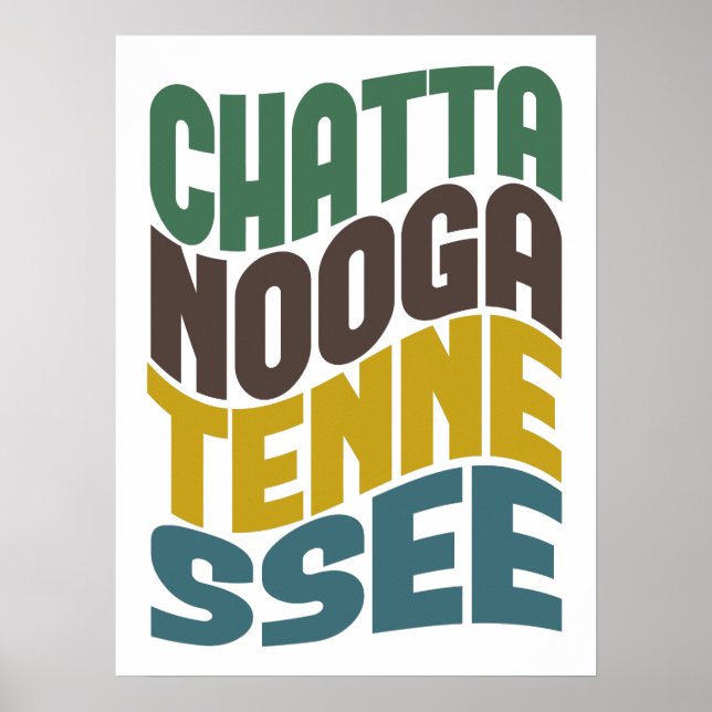 Póster Chattanooga Tennessee Retro Wave (Frente)