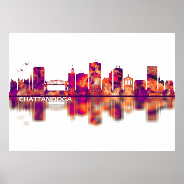 Poster Chattanooga Tennessee Skyline (Frente)