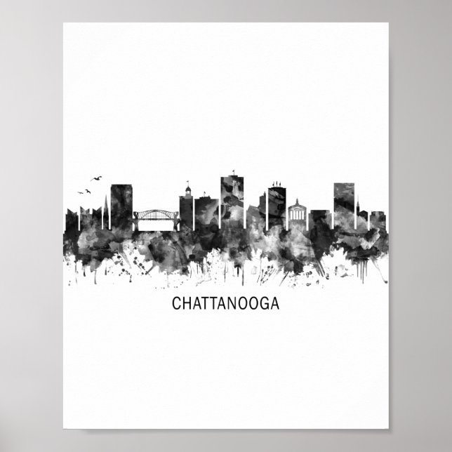 Poster Chattanooga Tennessee Skyline BW (Frente)