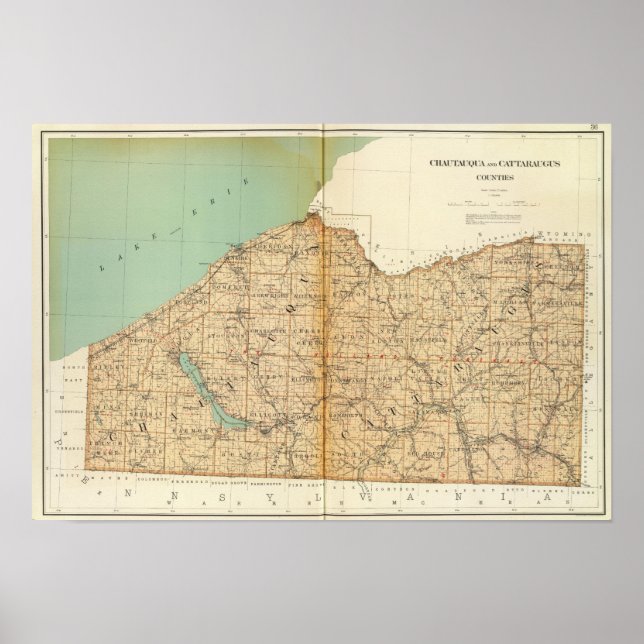 Póster Chautauqua, condados de Cattaraugus (Frente)