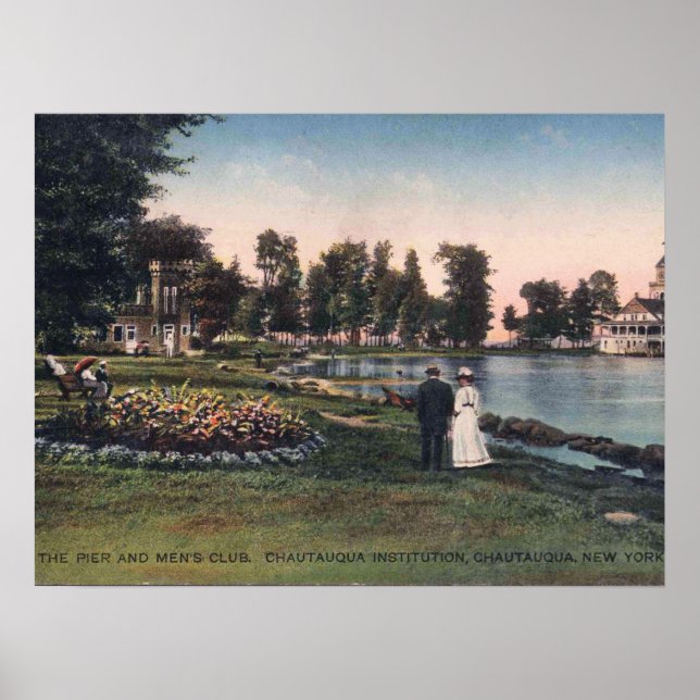 Poster Chautauqua NY, Nova Iorque, 1913 Vintage (Frente)