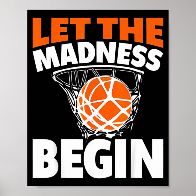 Poster Chave de Basquete Divertida Deixe a Loucura Começa (Frente)