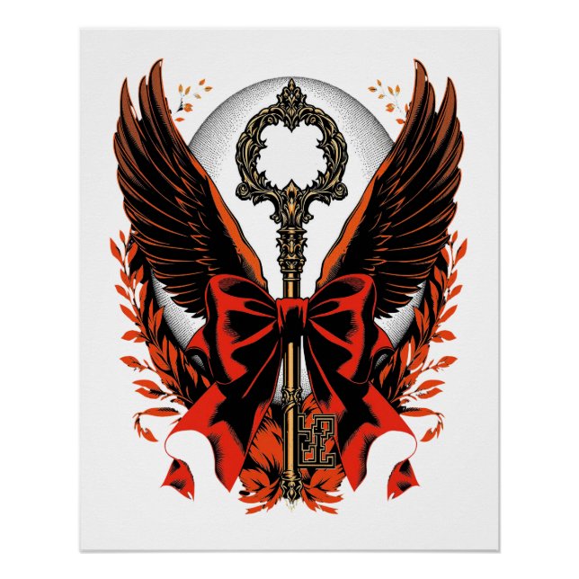 Póster Chave do Arco Gótico Velvet com Asas e Lua (Frente)