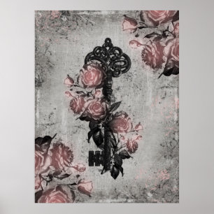 Póster Chave velha e rosas