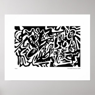 Poster "Chaves", abstrato digital B&W