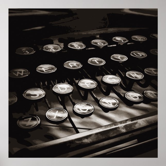 Poster Chaves de Máquina Antigas a Preto (Frente)