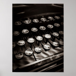 Póster Chaves de Máquina de Digitalização Vintage em Pret