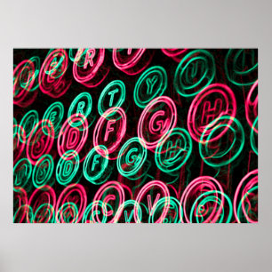 Póster Chaves de máquinas de escrever neon fecham