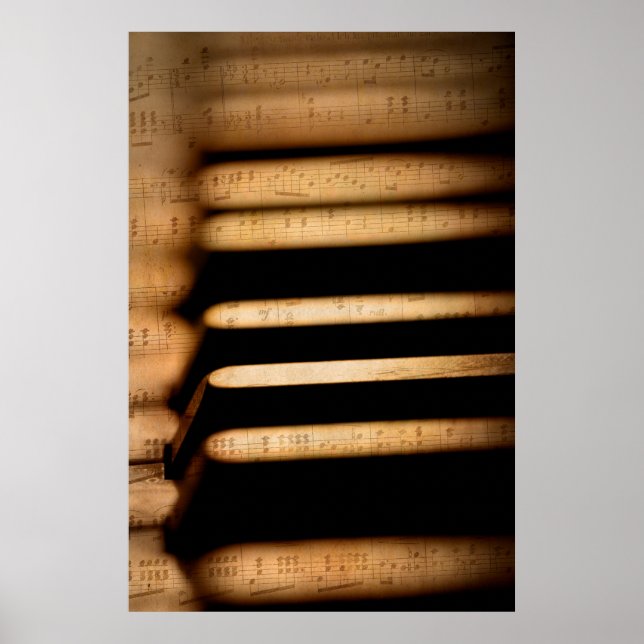Poster Chaves de piano e partituras antigas (Frente)