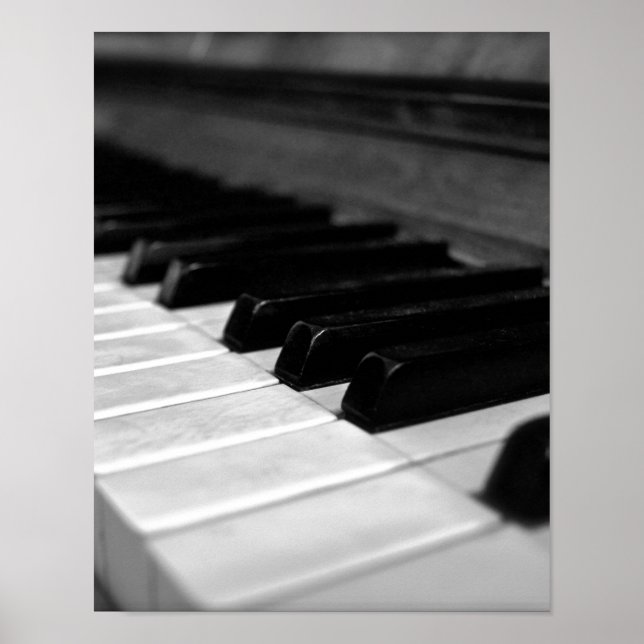 Póster Chaves de Piano Vintage; Pretas e Brancas (Frente)