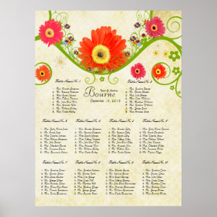 Poster Checked Gerber Daisy Seating Chart 10 Tables