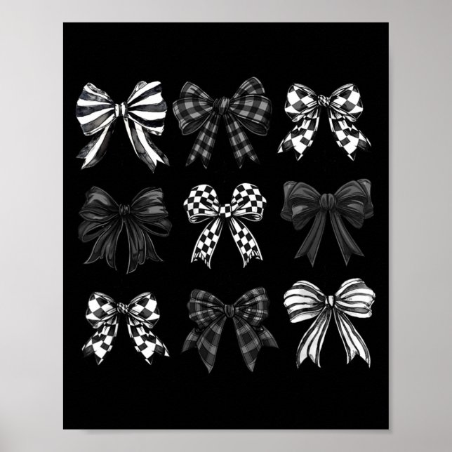 Poster Checkered Bow Coquette Funny Gift Tee Women, Men  (Frente)