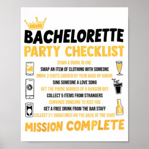 Poster Checklist para jogos travesseiros de festa de solt