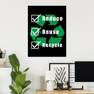 Poster Checklist para o ambientalismo Reduzir Reciclar de