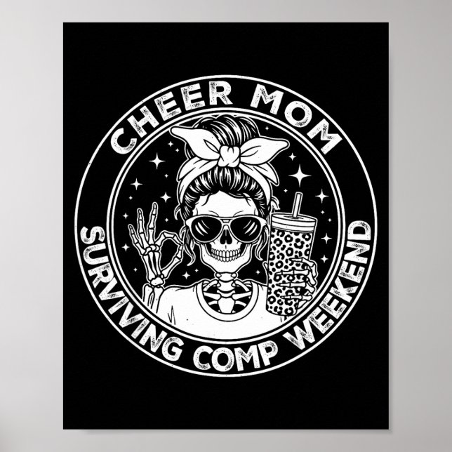 Poster Cheer Mom Surviving Comp Weekend Funny Cheerleadin (Frente)