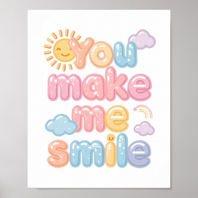 Poster Cheerful "You Make Me Smile" Bubble Font (Frente)