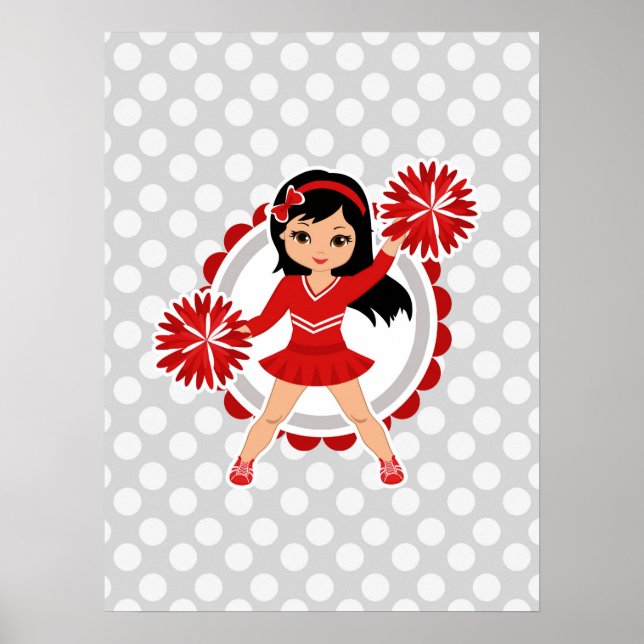 Poster Cheerleader - Cabelo Preto Vermelho Cinto Torto (Frente)