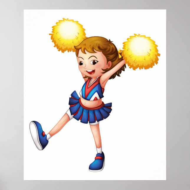 Poster Cheerleader Com Poms Amarelos (Frente)