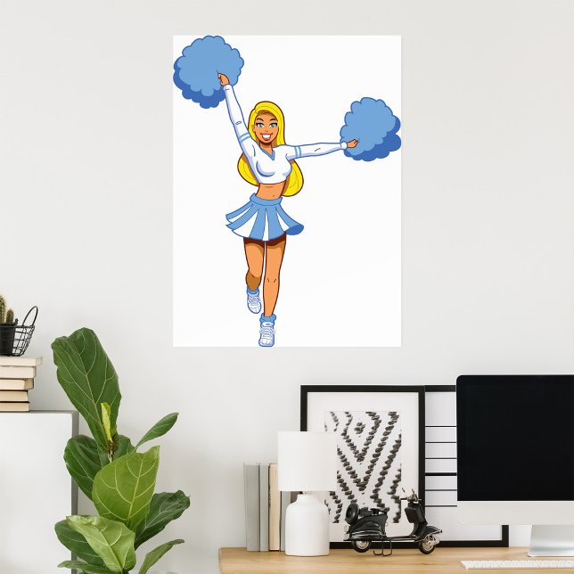 Poster Cheerleader Com Poms Azuis (Criador carregado)