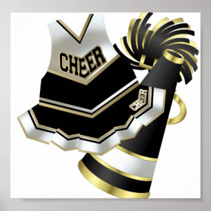 Poster Cheerleader Dourado preto e branco