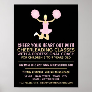 Poster Cheerleader rosa, classe líder de torcida Publicid