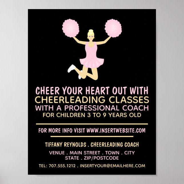 Poster Cheerleader rosa, classe líder de torcida Publicid (Frente)