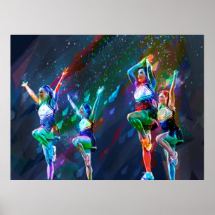 Poster Cheerleader Squad with Cut Paper Background