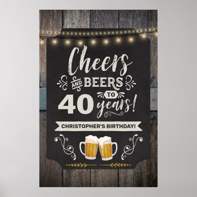 Poster Cheers & Beers 40º Sinal de Boas-vindas 20x30 (Frente)
