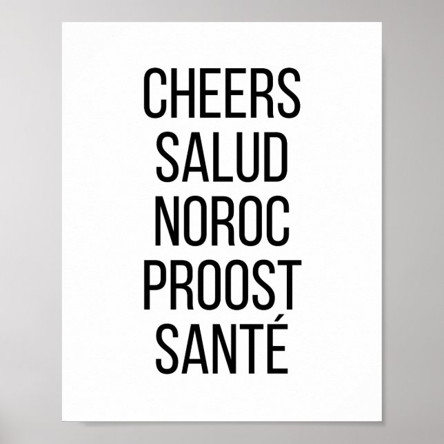 Poster Cheers Salud Noroc Proost Sante (Frente)