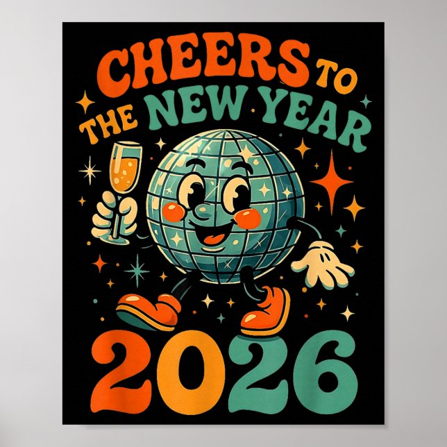 Poster Cheers To The New Year 2026 Retro Disco Gift  (Frente)