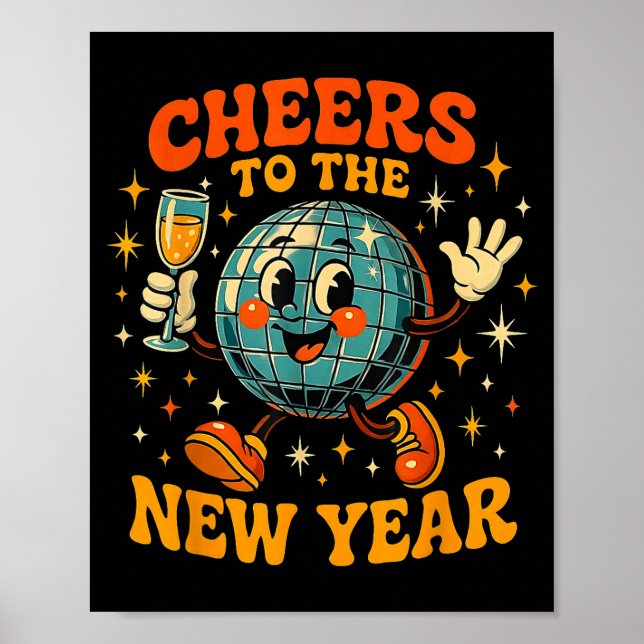Poster Cheers To The New Year 2026 Retro Party Gift  (Frente)