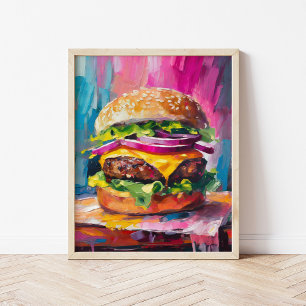 Poster Cheeseburger Colorful Modern Abstrato Art