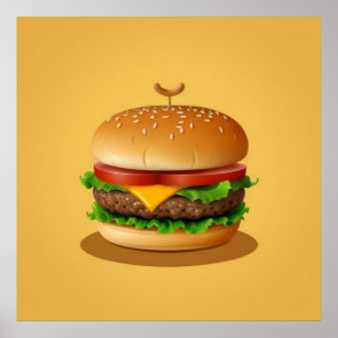 Poster Cheeseburger com Fundo Amarelo
