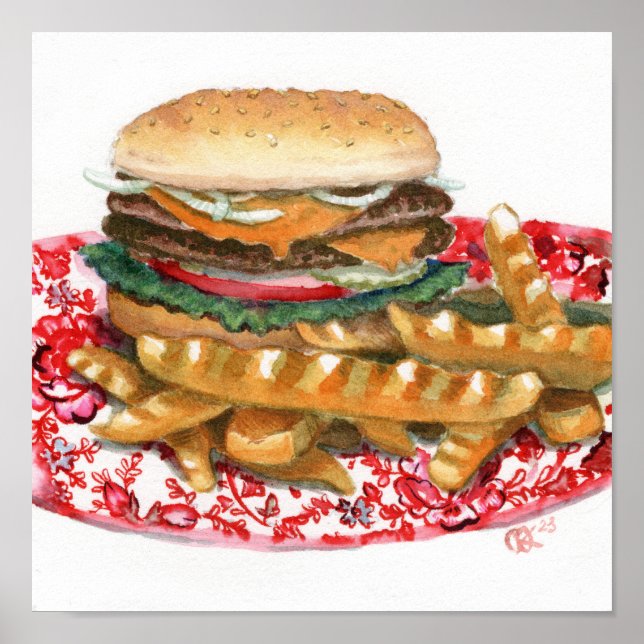 Poster Cheeseburger em Chintz (Frente)