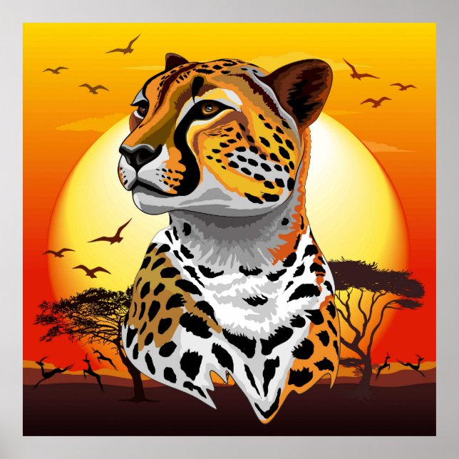 Poster Cheetah African Feline Wild Animal (Frente)