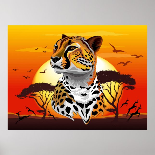 Poster Cheetah African Feline Wild Animal (Frente)