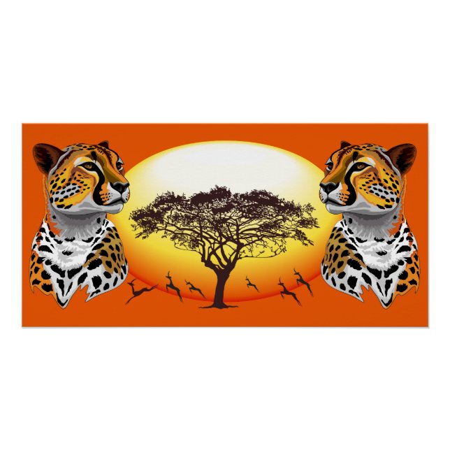 Póster Cheetah African Feline Wild Animal (Frente)