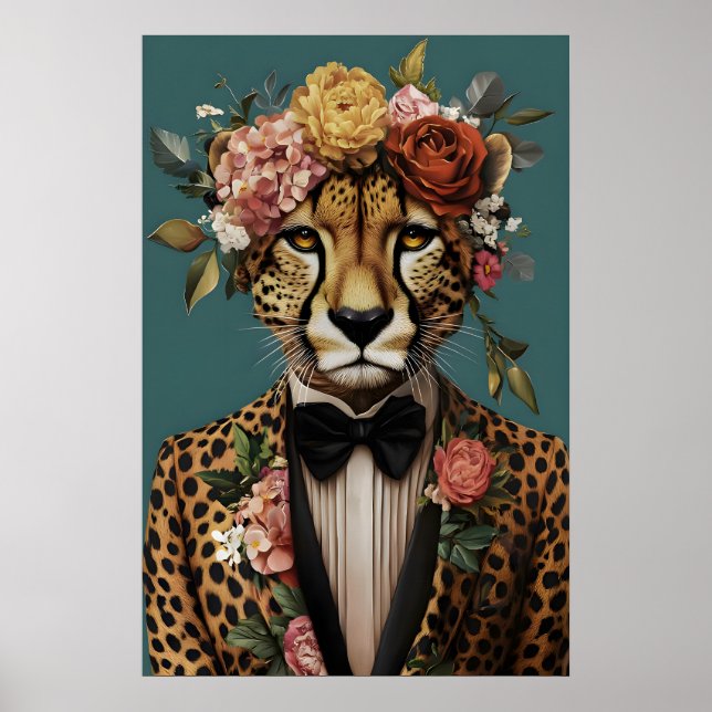 Poster Cheetah In Suit Poster, Cheetah Portrait, Cheetah (Frente)