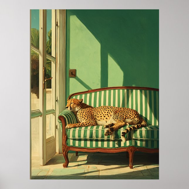 Poster Cheetah Resting in Sunlit Room (Frente)