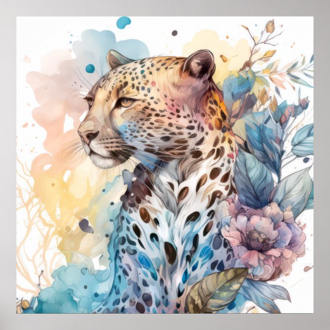 Poster Cheetah Retrait Animal Pintando a vida selvagem ao (Frente)