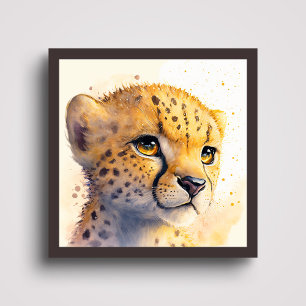 Poster Cheetah Watercolor - Arte de Parede Imprimível