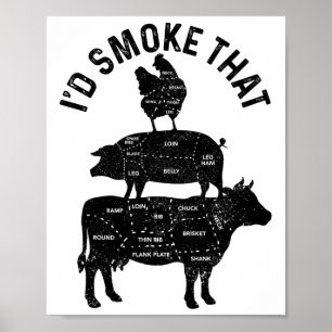 Poster Chef Butcher Churrasco Eu Fumaria Aquele Carne De